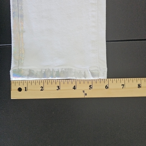 🆕️ Joseph Ribkoff White Slim fit Distressed Metallic Tuxedo Stripe Jeans - Picture 8 of 16